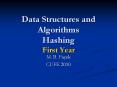 Data Structures and Algorithms Hashing First Year PowerPoint PPT Presentation