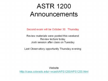 ASTR 1200 Announcements