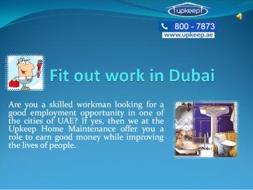 Find Fit Out and Plumbing Jobs in Dubai