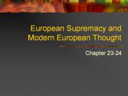 European Supremacy and Modern European Thought