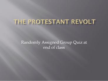 The protestant revolt