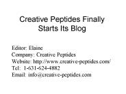 Creative Peptides Finally Starts Its Blog