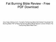 Fat Burning Bible Book Review - Pdf Free Download