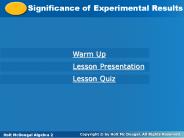 Significance of Experimental Results
