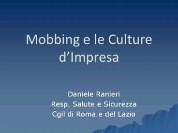Mobbing e le Culture d