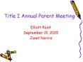 Title I Annual Parent Meeting PowerPoint PPT Presentation
