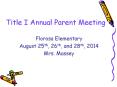 Title I Annual Parent Meeting PowerPoint PPT Presentation