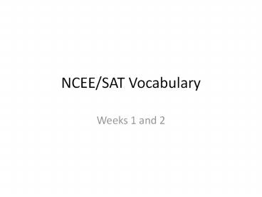 NCEE/SAT Vocabulary