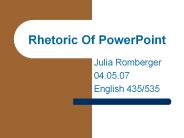 Rhetoric Of PowerPoint
