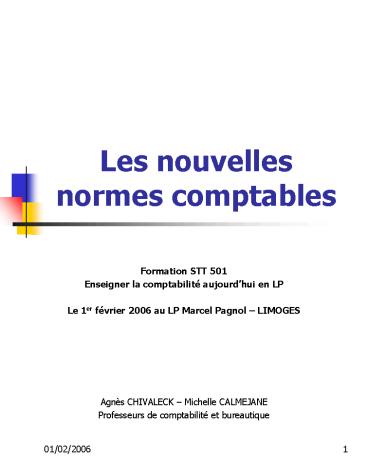 Les nouvelles normes comptables