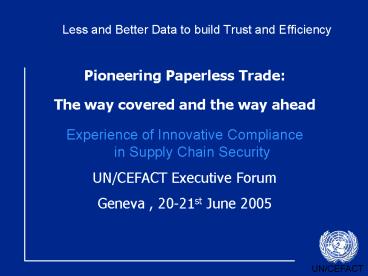 Pioneering Paperless Trade: