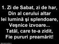 1. Zi de Sabat, zi de har, Din al cerului altar     Iei lumina si splendoare, Vesnice izvoare...     Tatal, care te-a zidit,    Fie pururi preamarit! PowerPoint PPT Presentation