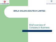 BIRLA SHLOKA EDUTECH LIMITED