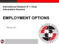 International Student (F-1 Visa) Information Session  EMPLOYMENT OPTIONS PowerPoint PPT Presentation