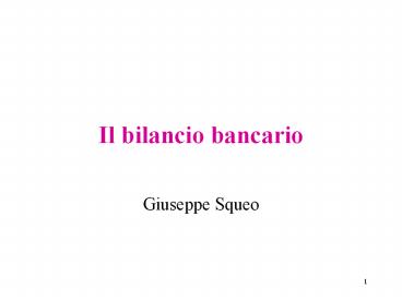 Il bilancio bancario