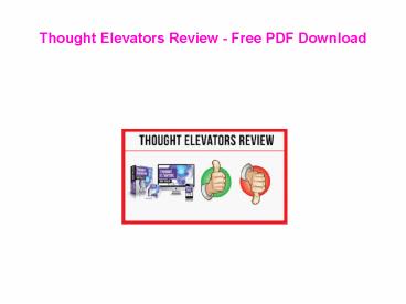 Thought Elevators Review - Free PDF Download