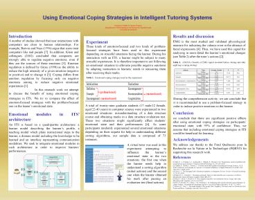 Using Emotional Coping Strategies in Intelligent Tutoring Systems