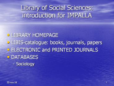 Library of Social Sciences: introduction for IMPALLA