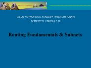 CISCO NETWORKING ACADEMY PROGRAM (CNAP)