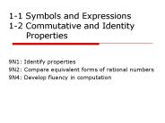 1-1 Symbols and Expressions 1-2 Commutative and Identity    Properties