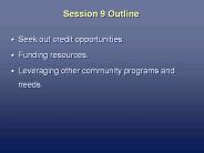 Session 9 Outline