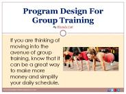Program Design For Group Training