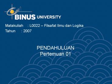 PENDAHULUAN Pertemuan 01
