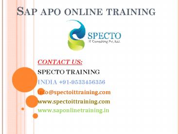 sap apo online training in usa