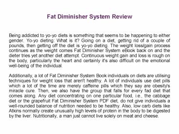 Fat Diminisher System Book Review (1)