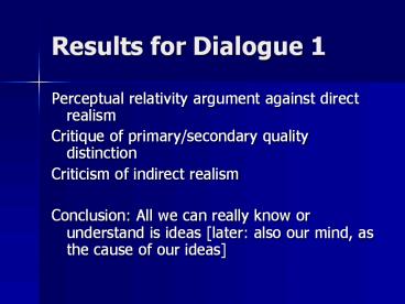 Results for Dialogue 1