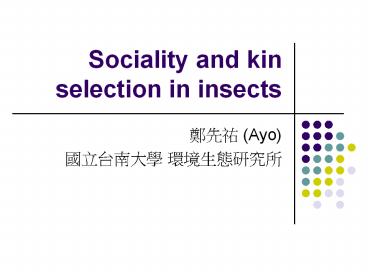 Sociality and kin selection in insects