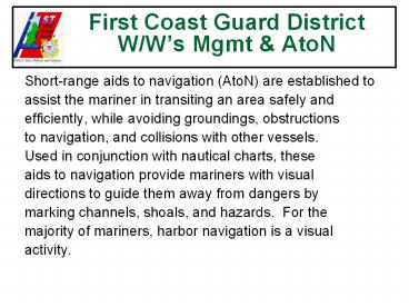 First Coast Guard District  W/W
