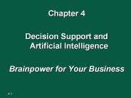 Decision Support and Artificial Intelligence