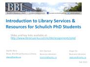 Introduction to Library Services