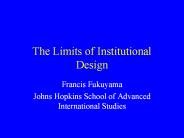 The Limits of Institutional Design