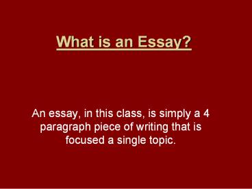 What is an Essay?