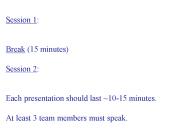 Break (15 minutes)