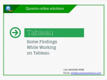 Some Findings While Working on Tableau