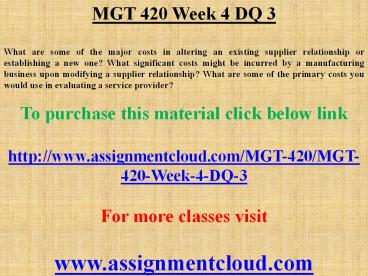 MGT 420 Week 4 DQ 3