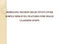 IEEE 2015 MATLAB MODELING NEURON SELECTIVITY OVER SIMPLE MIDLEVEL FEATURES FOR.pptx PowerPoint PPT Presentation