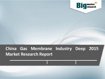 China Gas Membrane Industry 2015 Market Research Report