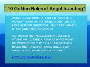 Cosmos Group - 10 golden rules of angel Investing