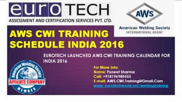 Schedule Of Aws Cwi Exams2016