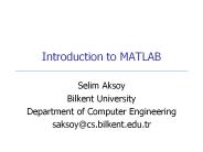 Introduction to MATLAB