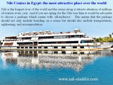 Nile Cruises in Egypt: the most attractive place over the world