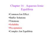 Chapter 16: Aqueous Ionic Equilibria