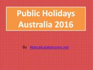 Public holidays Australia 2016