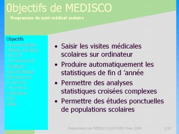 0bjectifs de MEDISCO