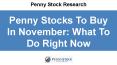 Penny Stocks To Buy In November:  What To Do Right Now