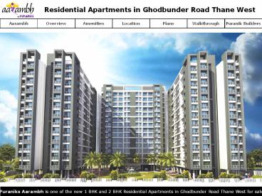 Puraniks Aarambh Residential Apartments in Ghodbunder Road Thane West